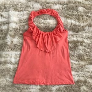 Lilly Pulitzer coral ruffled halter top